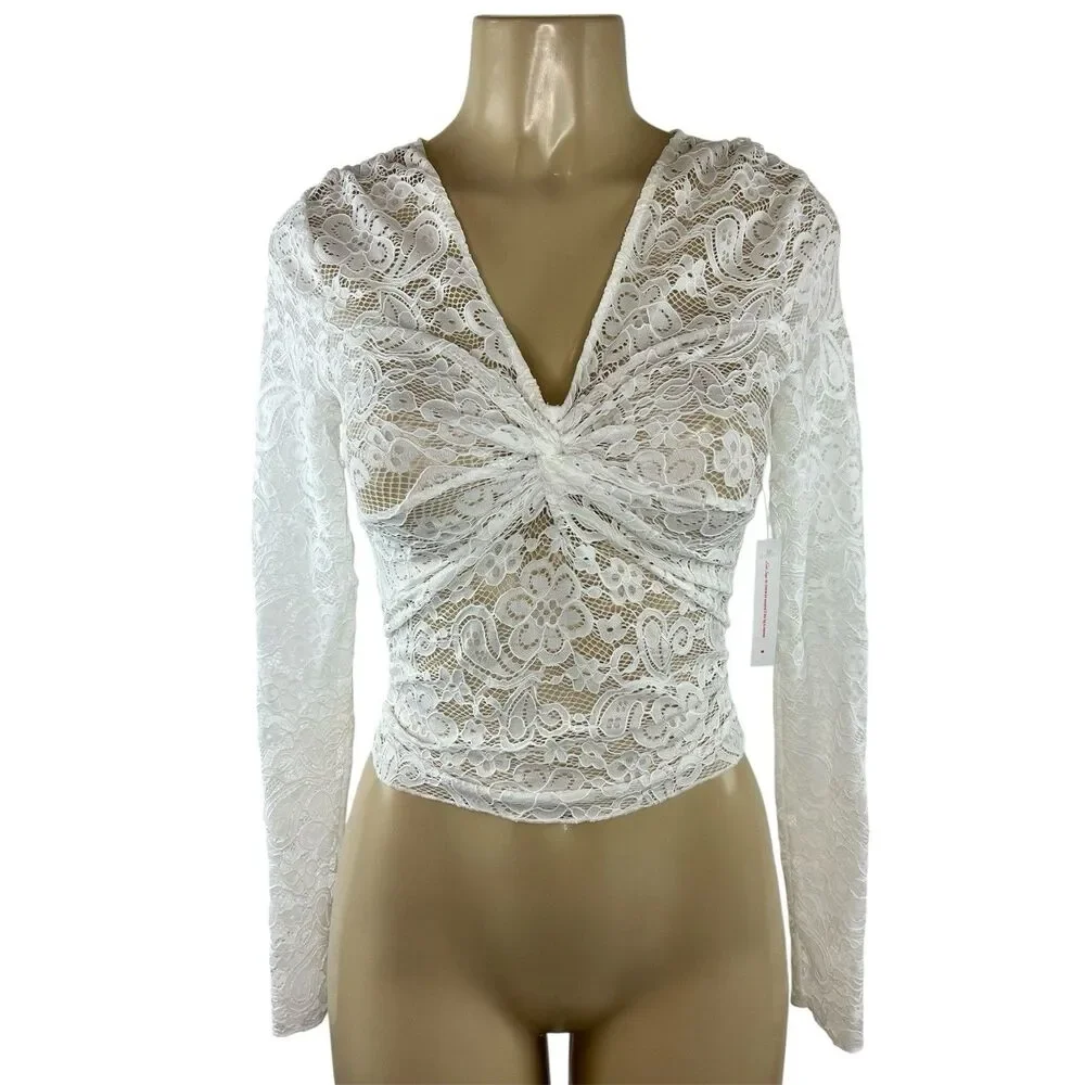 Lisa Says Gah Aurelia Top Size S White Vanilla Lace Sheer